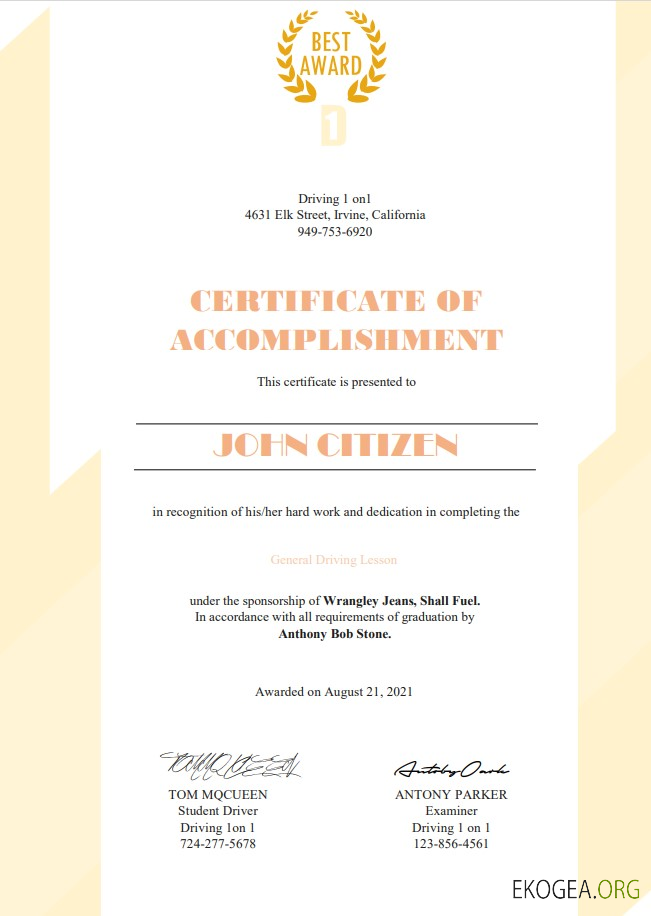 Certificat de conduite américain